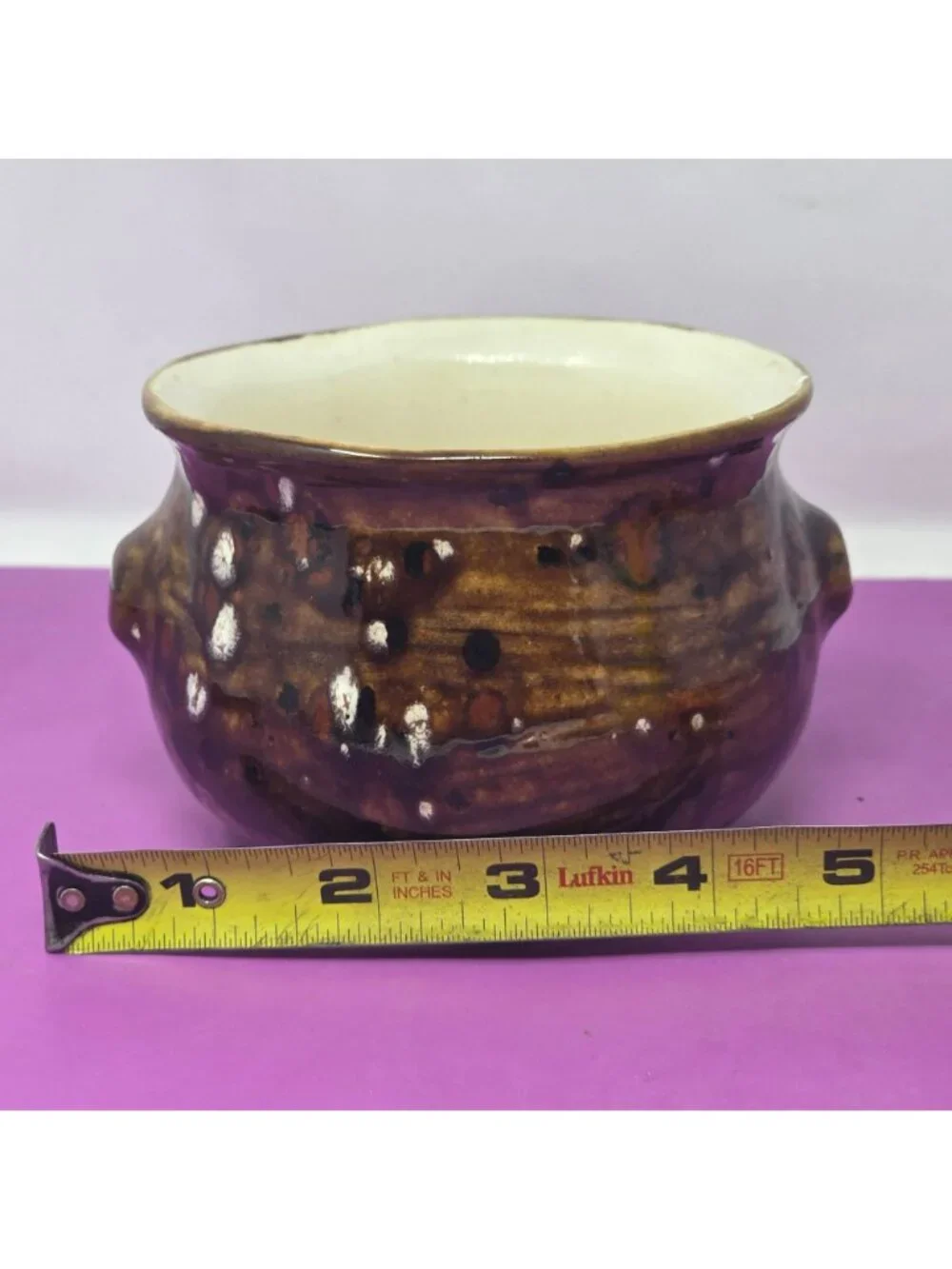 Vintage Angel Gifts by Pattee Handcrafted USA Pottery Bowl‎ Brown Drip Glaze